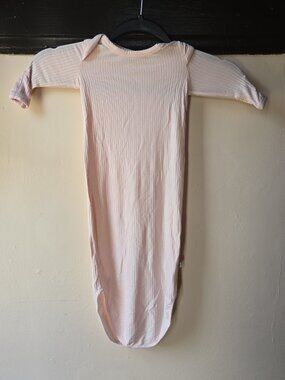 Posh Peanut 0-3mo Baby Girl Ribbed Sandy Blush Pink Knotted Gown